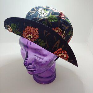 Women's Reversable Navy Floral Sun Hat